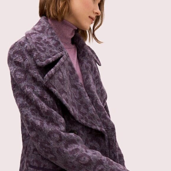 Kate Spade Brushed Leopard Peacoat in Purple, size 12/L - Picture 4 of 12